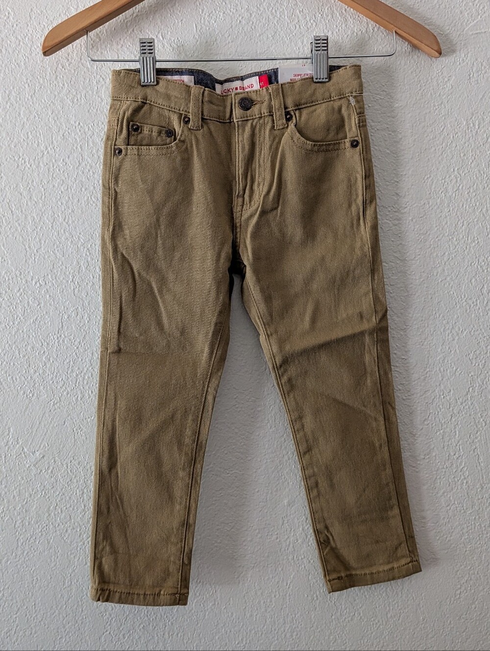 NWT Lucky Brand Skinny Stretch Adjustable Waist Band Khaki Pants Toddler 4T